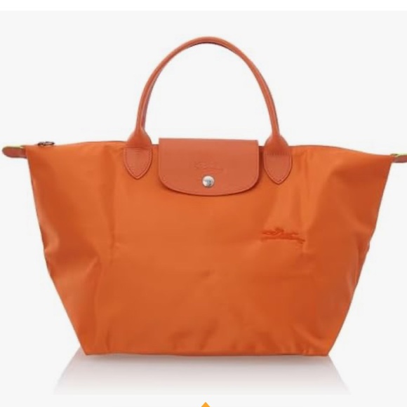 Longchamp Le Pliage Tote Bag, M Top Handle Orange Handbag New Retail $205 - Picture 2 of 16